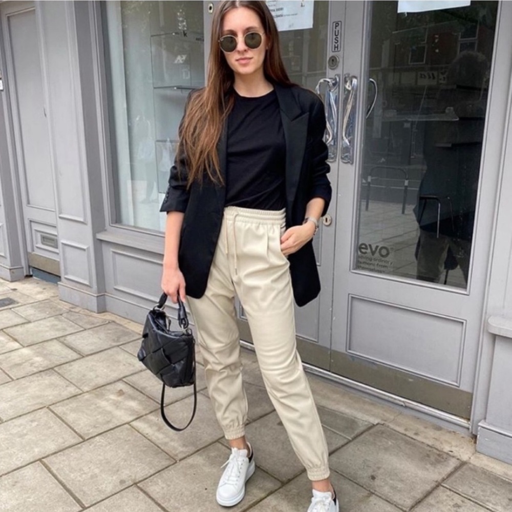 ZARA FAUX LEATHER JOGGERS S NWT